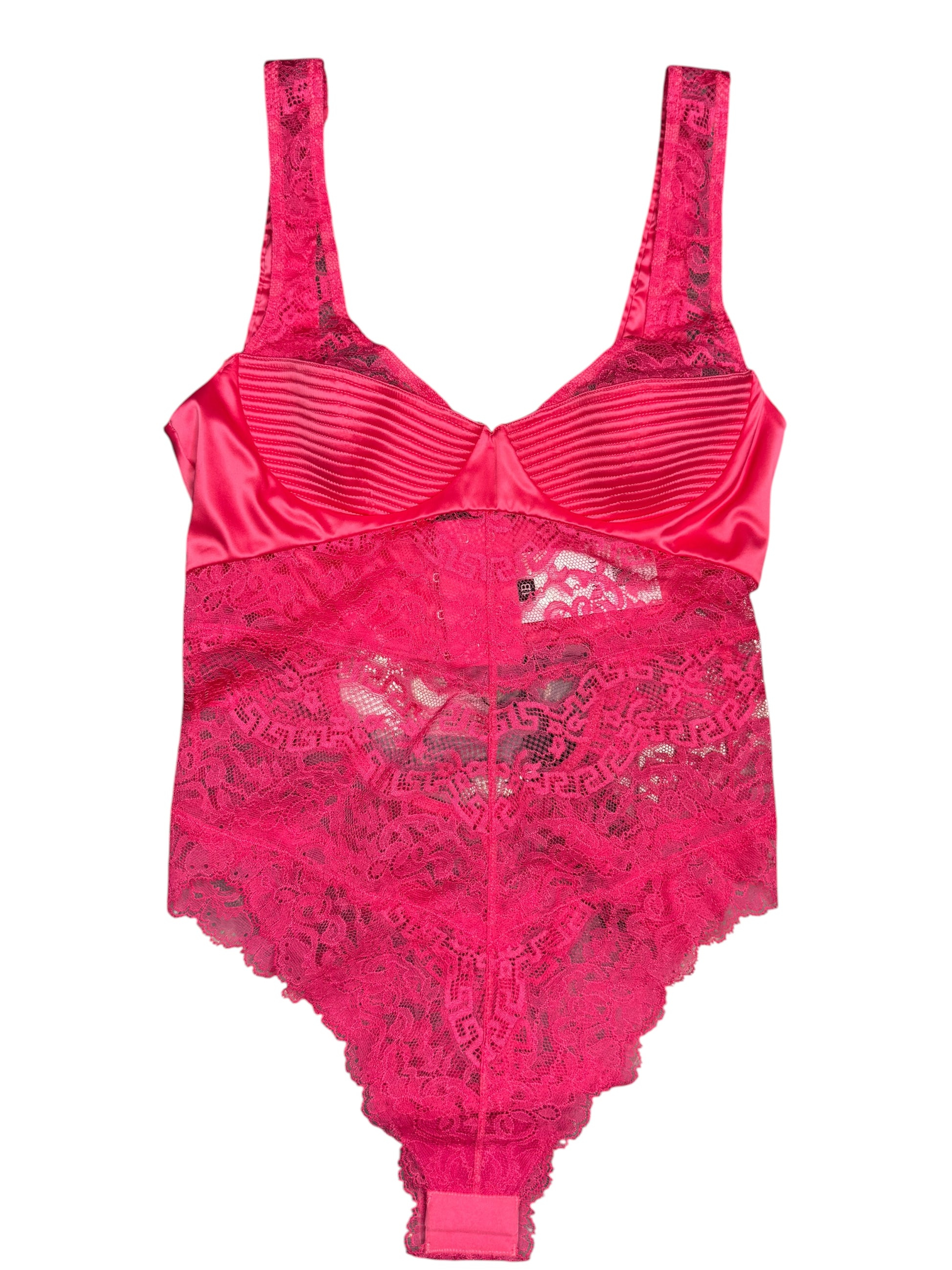 Versace Body Lingerie Pizzo Greca Fucsia Nuovo Con Etichette Made In Italy