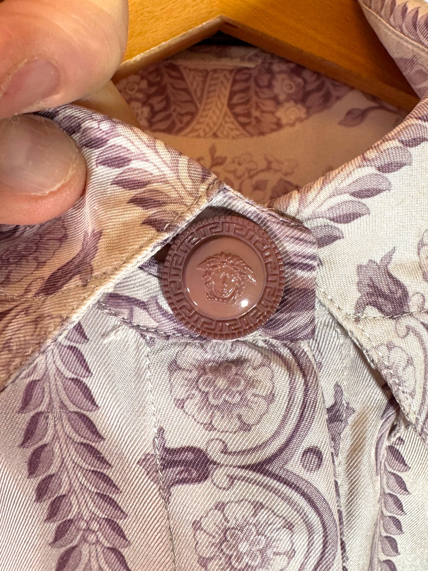 Camicia vintage Gianni Versace donna anni 90 stampa barocca rosa