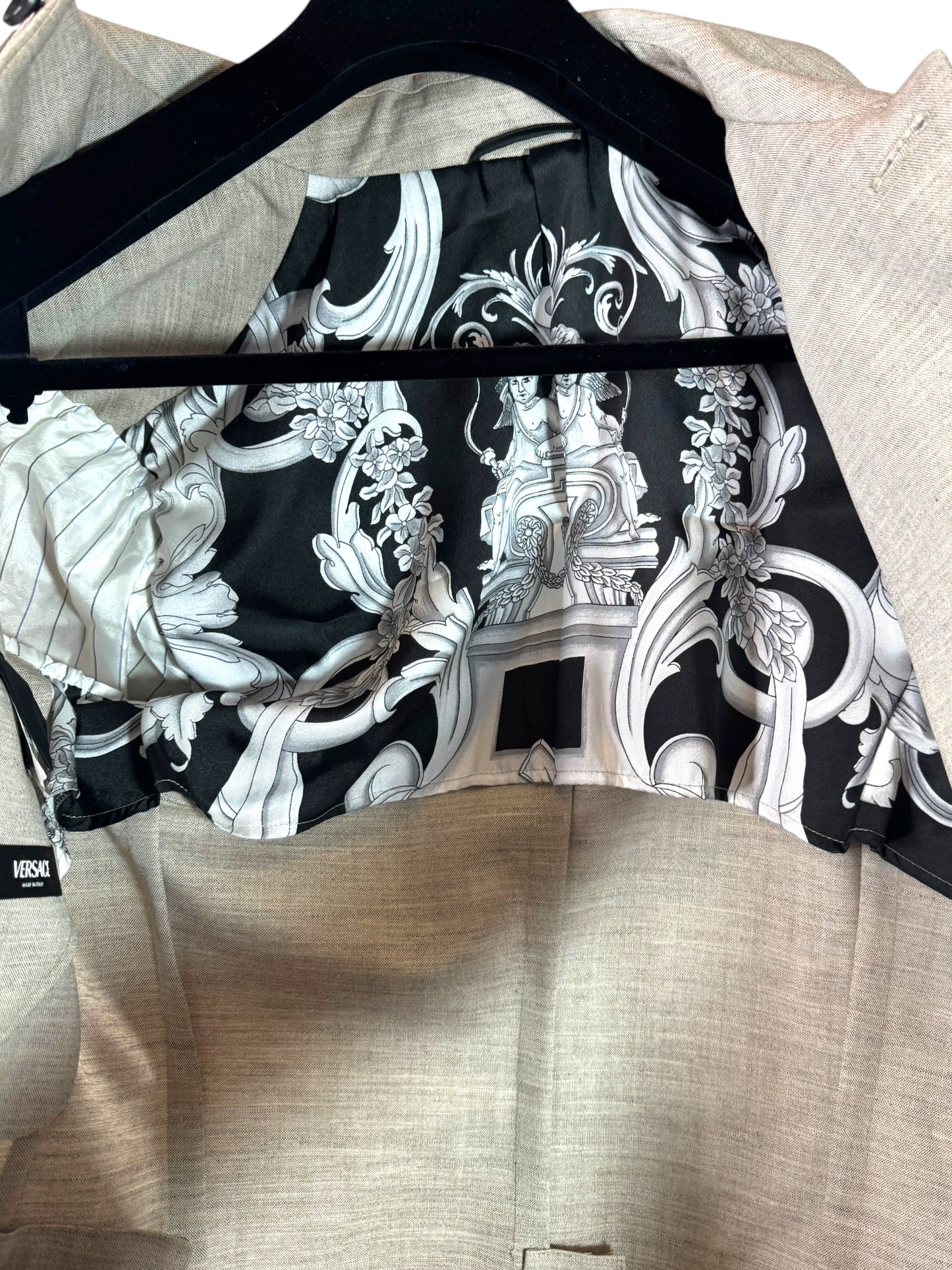 Versace Giacca Uomo Grigia con Fodera Baroque Taglia 48