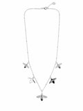 Collana argentata con charms api e cristalli