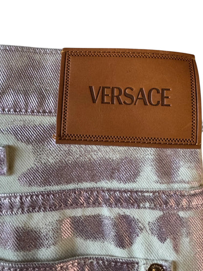 Versace jeans iridescenti Medusa denim metallizzato Made in Italy taglia 32