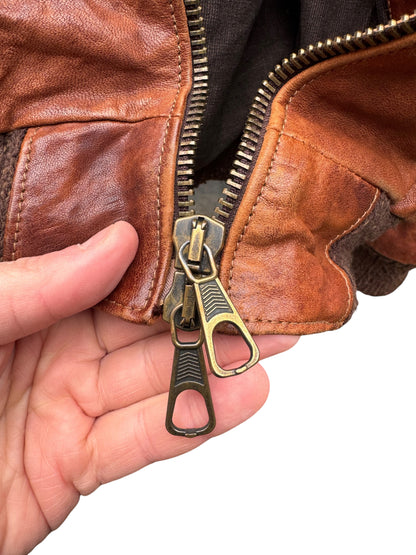 Giacca pelle vera con cappuccio e pelliccia - Made in Italy