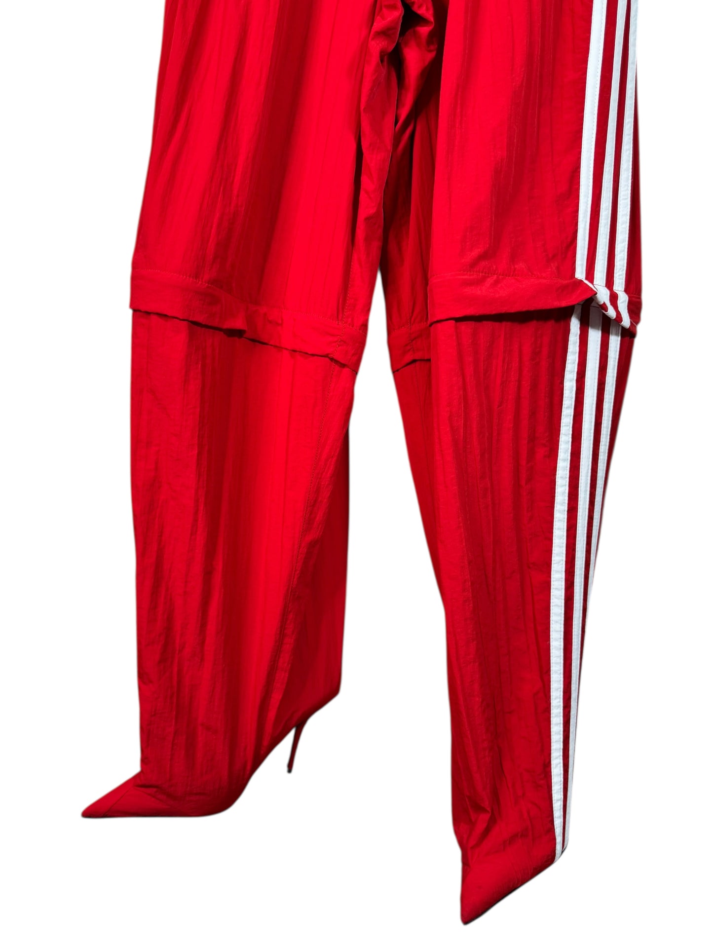Pantaloni Balenciaga x Adidas rossi in nylon con stivale integrato – Taglia 36