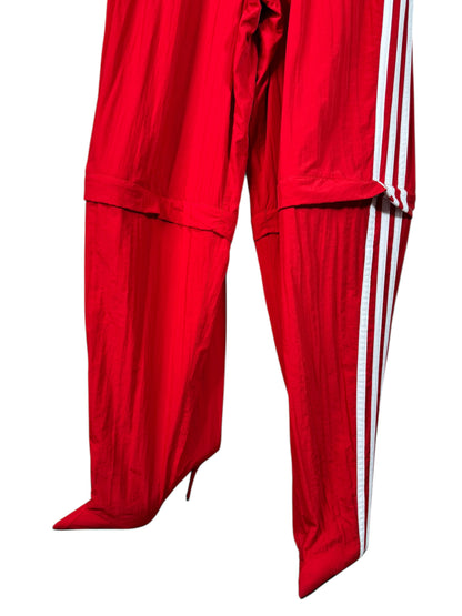 Pantaloni Balenciaga x Adidas rossi in nylon con stivale integrato – Taglia 36