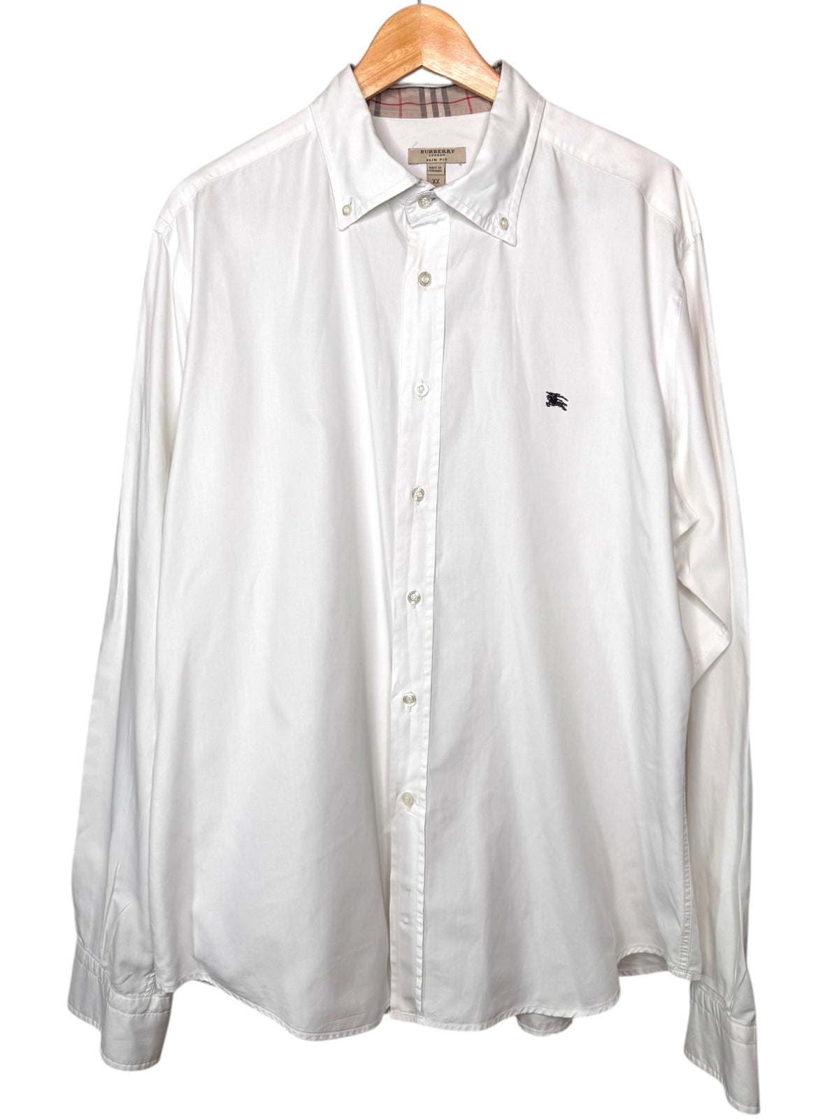 Camicia Burberry London Slim Fit bianca con dettagli check, taglia XXL — foto 4
