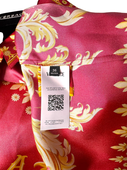 Camicia Versace seta rossa stampa Medusa barocco tg 36 - Difetto — foto 9
