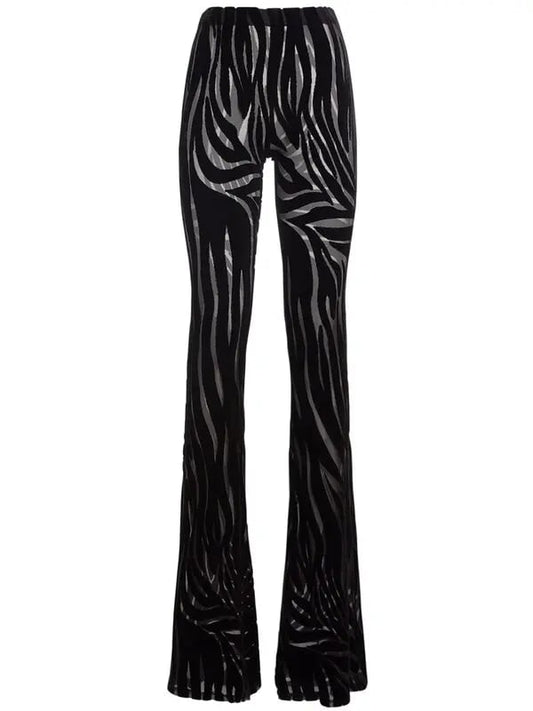 Pantaloni VERSACE Donna Flare Velvet Effetto Zebra – Taglia 38 IT – Made in Italy
