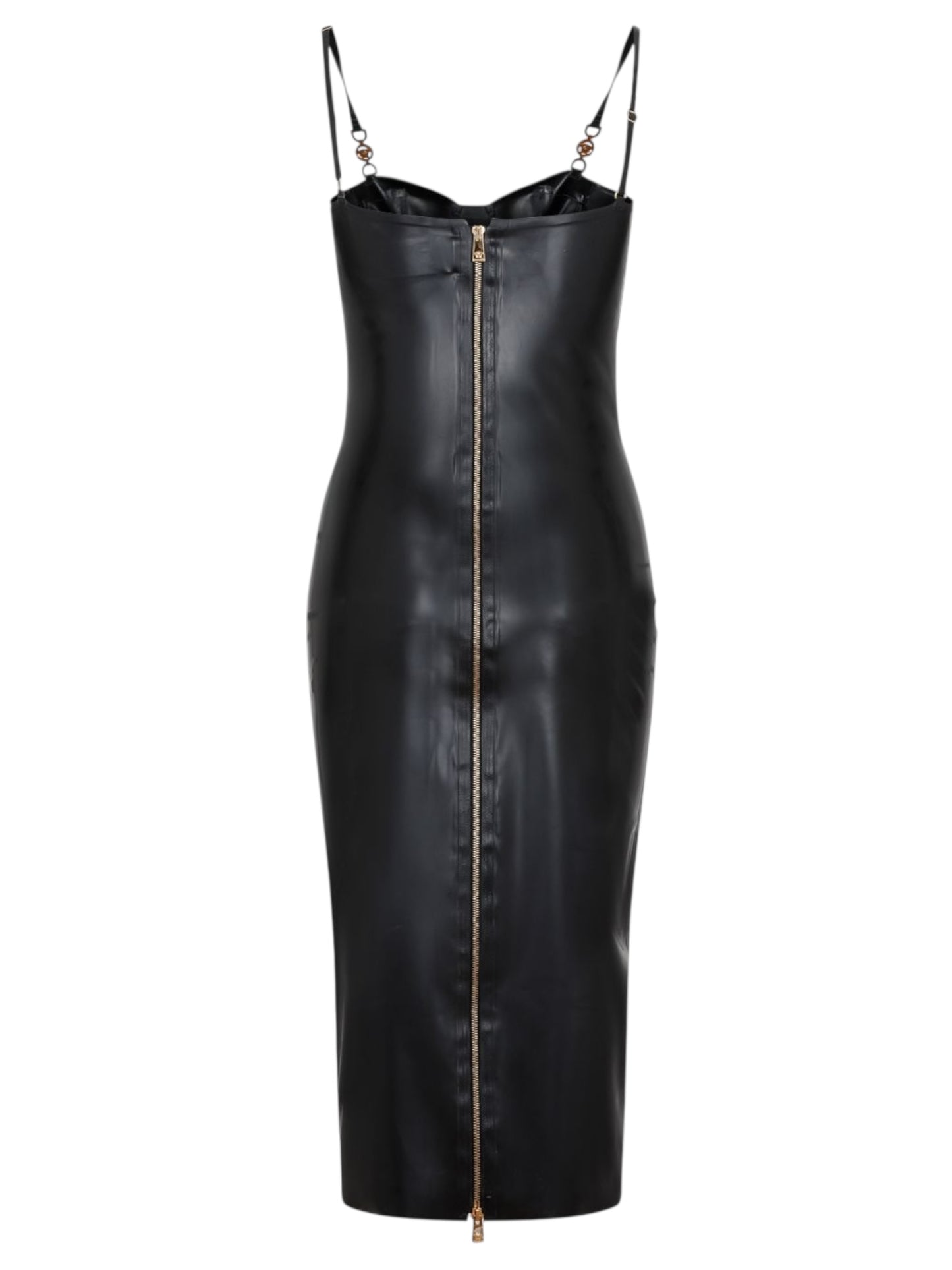 Versace abito in lattice naturale nero con zip frontale e dettagli Medusa – Taglia 46 IT
