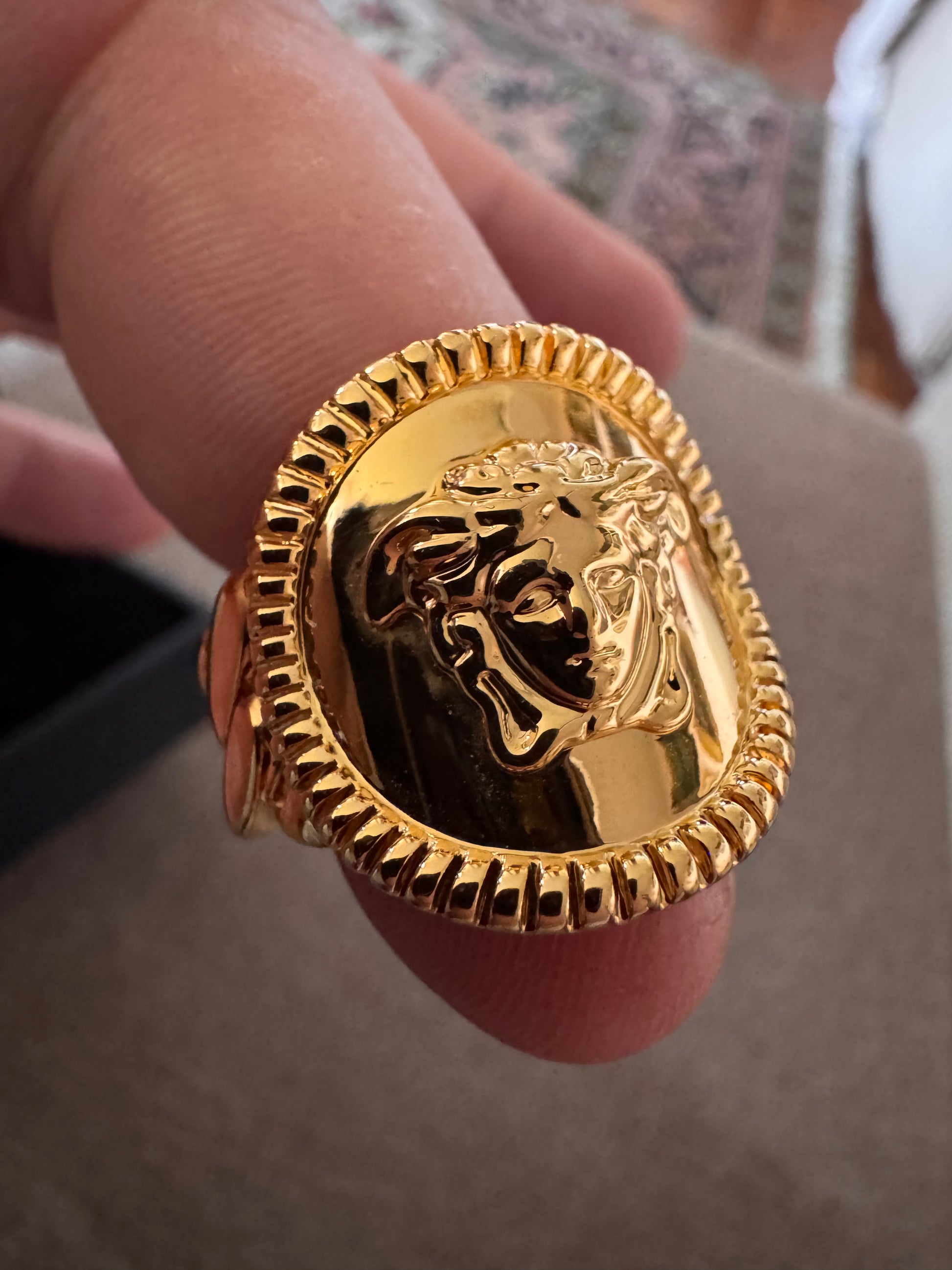 Anello Versace Medusa Chain Gold Tone Made in Italy Taglia 15 — foto 8