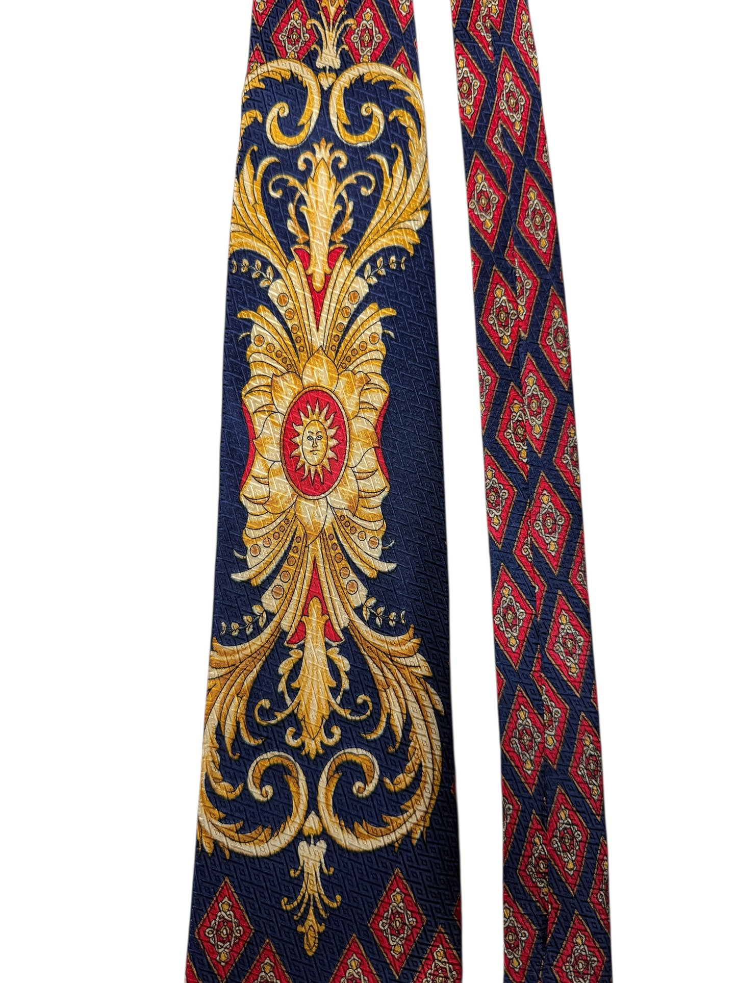 Cravatta Gianni Versace vintage in seta fantasia barocca blu e oro — foto 3
