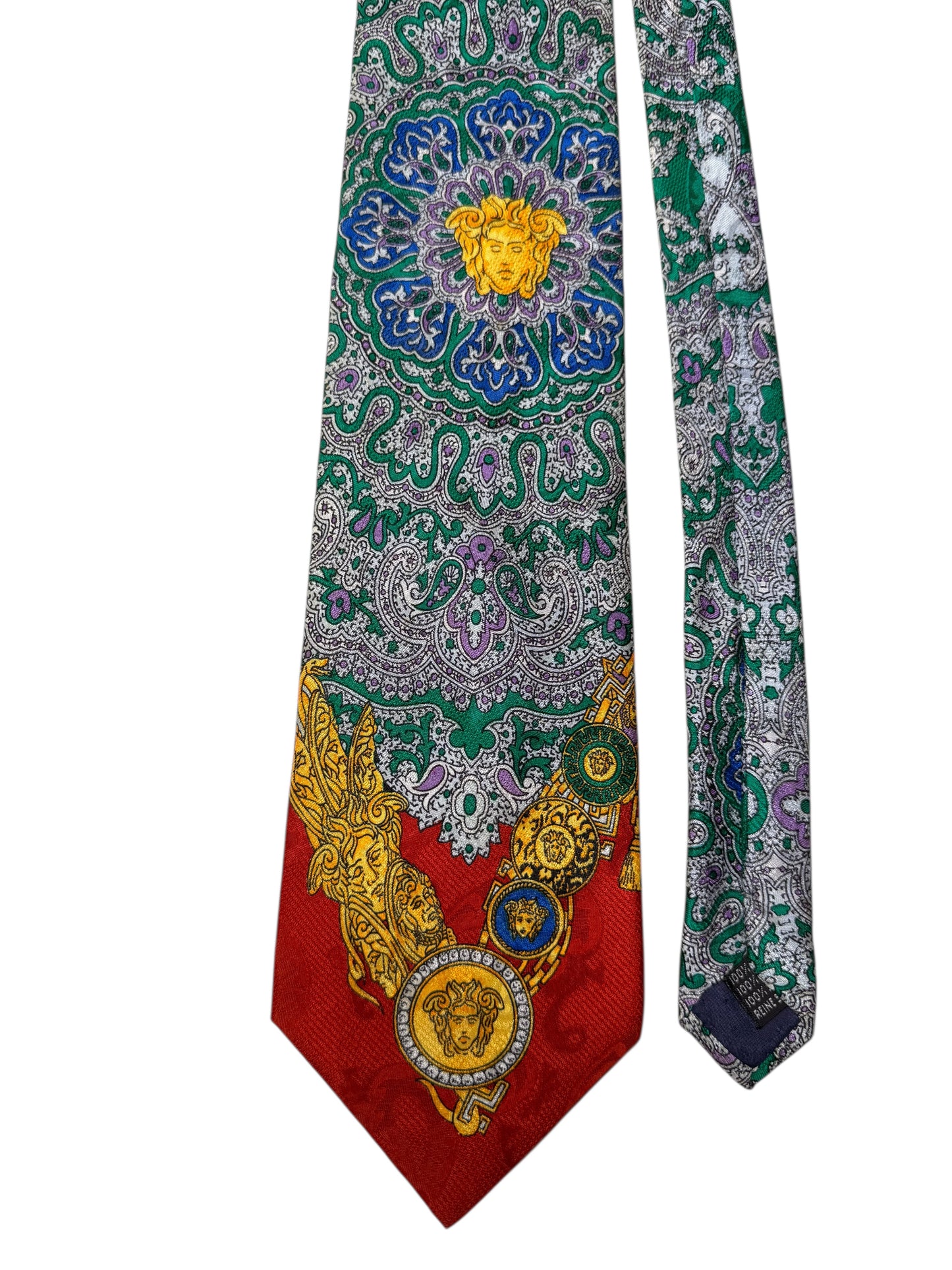 Cravatta Gianni Versace vintage in seta fantasia paisley Medusa — foto 2