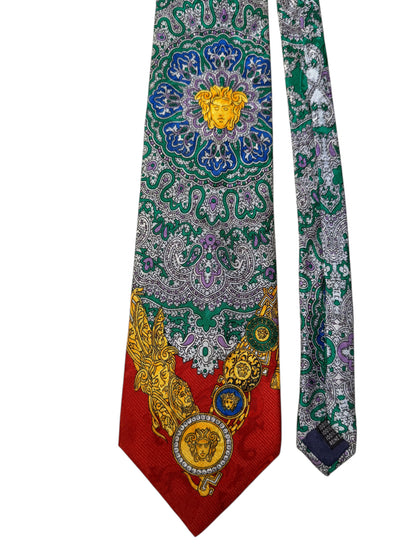 Cravatta Gianni Versace vintage in seta fantasia paisley Medusa — foto 2