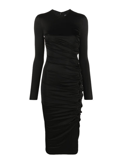 Versace x Dua Lipa Abito Nero Cut-Out in Viscosa - Taglia IT 38 - Made in Italy.