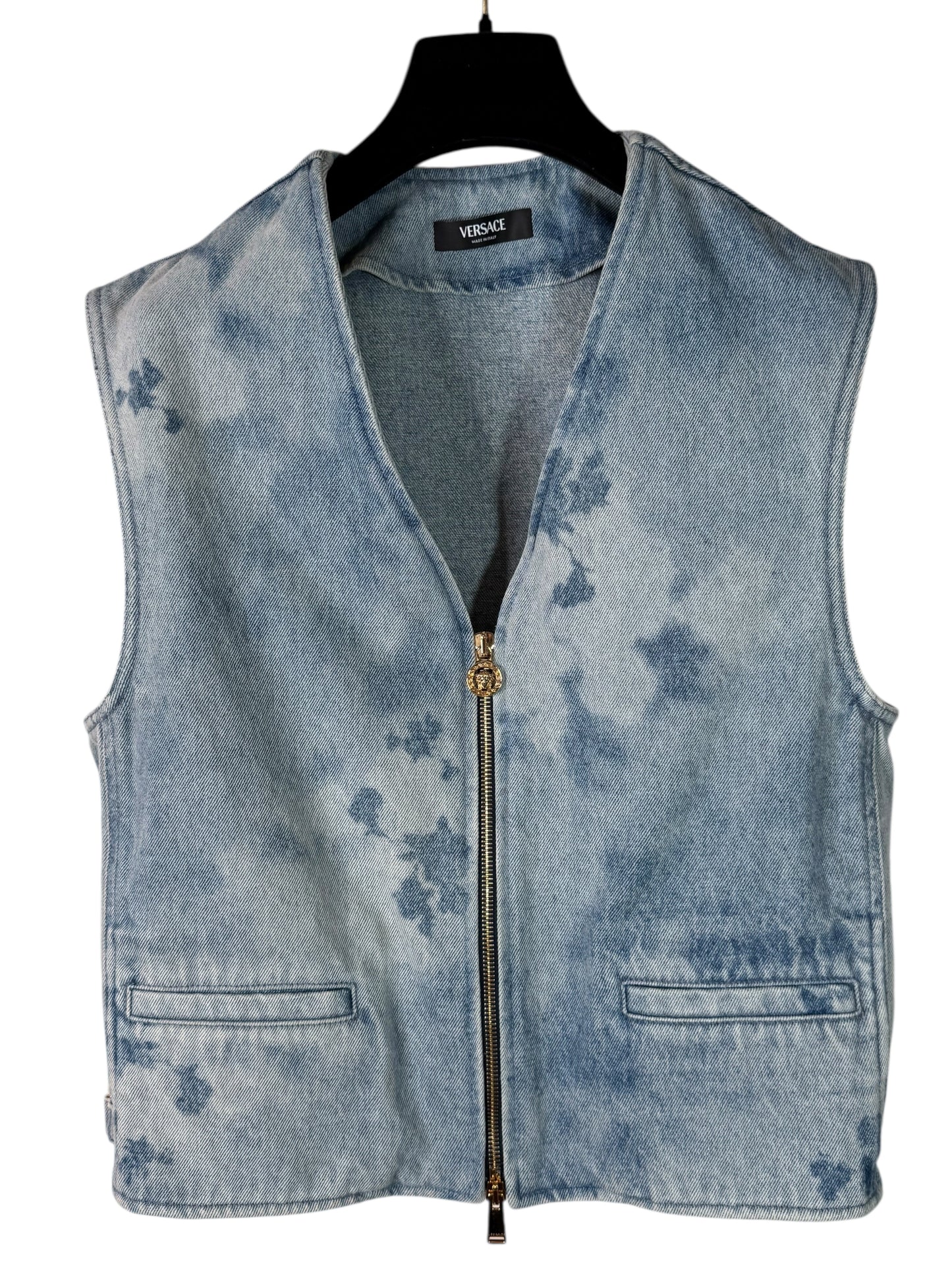Versace Gilet Uomo in Denim Azzurro con Dettagli Medusa – Taglia 48 IT