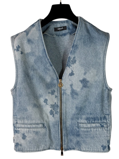Versace Gilet Uomo in Denim Azzurro con Dettagli Medusa – Taglia 48 IT