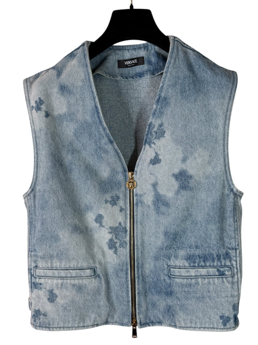Versace Gilet Uomo in Denim Azzurro con Dettagli Medusa – Taglia 48 IT