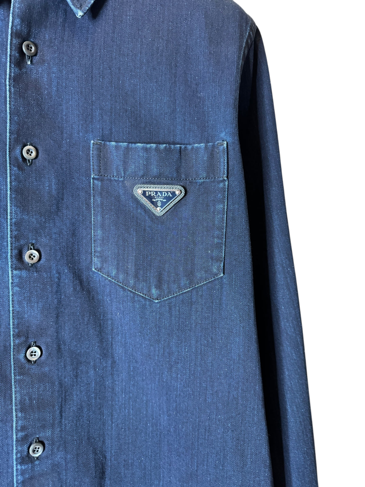 Camicia Prada Uomo Denim Blu 100% Cotone Taglia 39 — foto 3