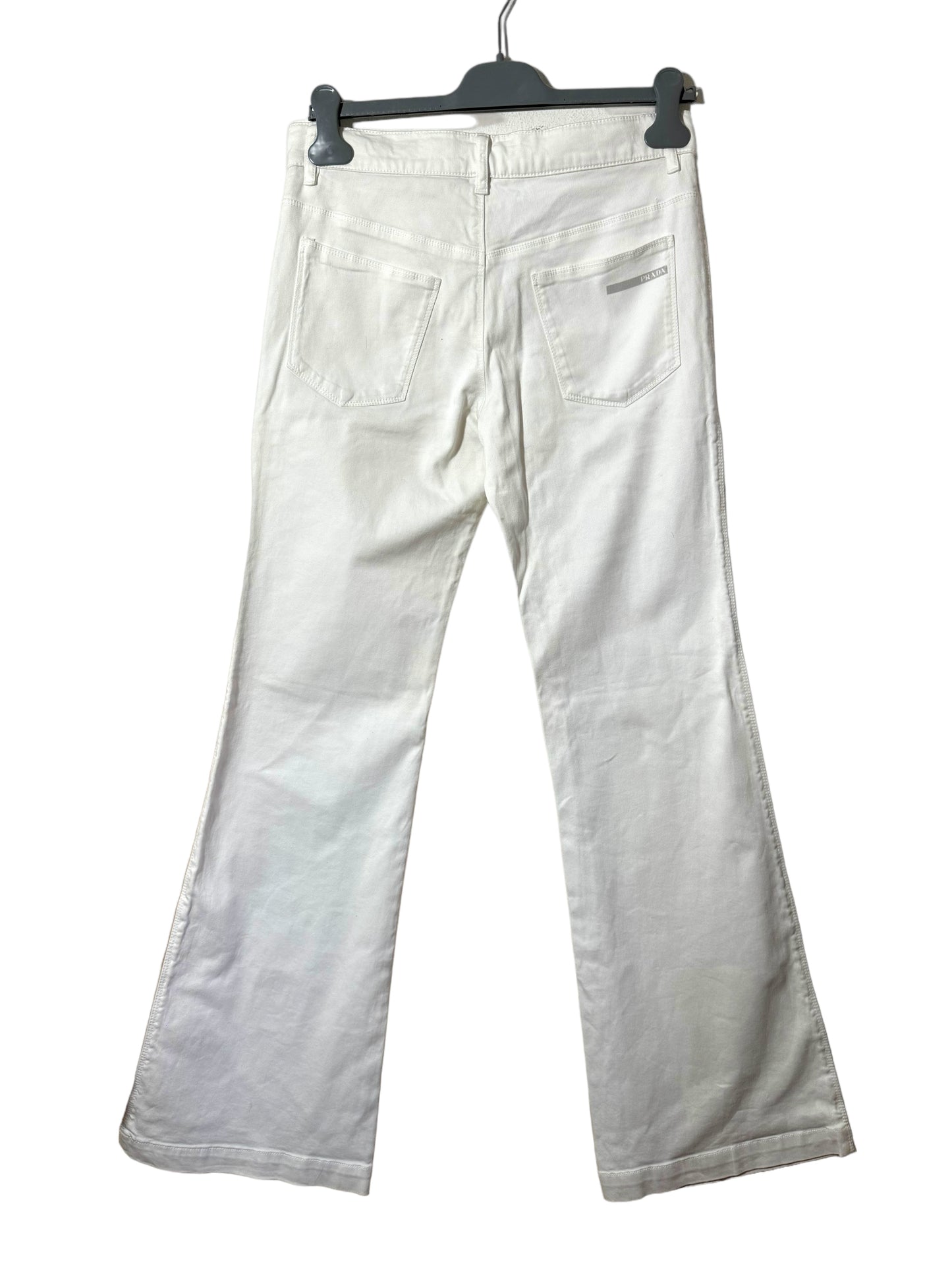 Prada pantaloni a zampa in jeans bianco