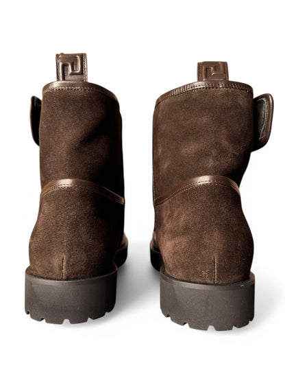 Stivaletti Versace in crosta e vitello ebano con interno in shearling Tg 42 — foto 7
