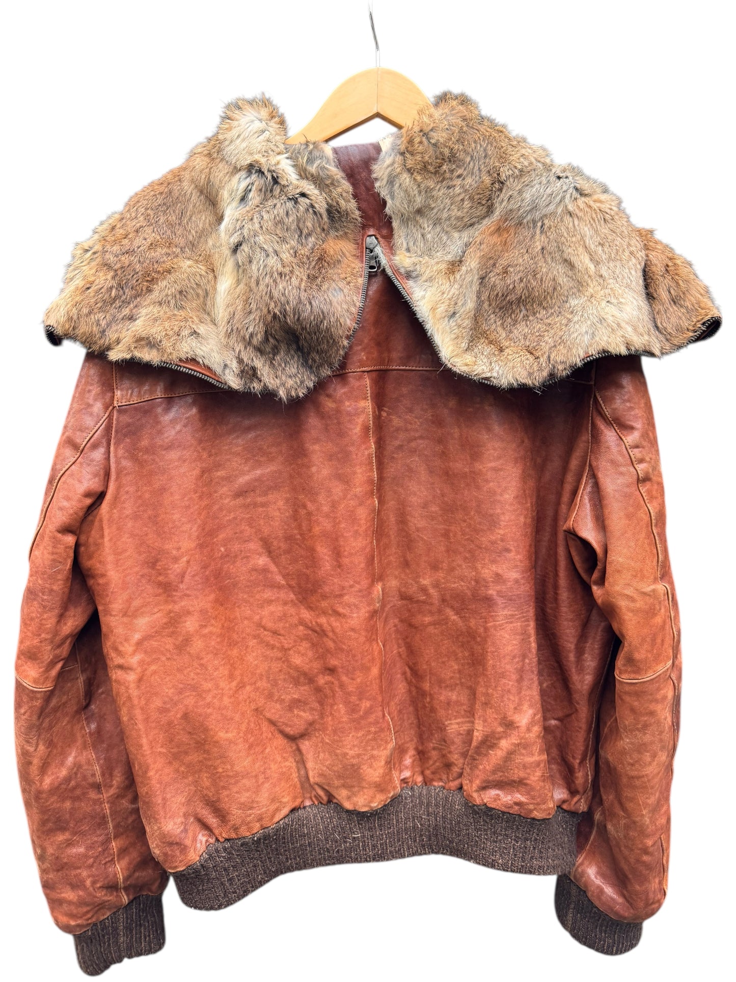 Giacca pelle vera con cappuccio e pelliccia - Made in Italy