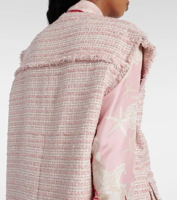 Gilet Versace tweed rosa crema con bottoni Medusa taglia 42 — foto 7