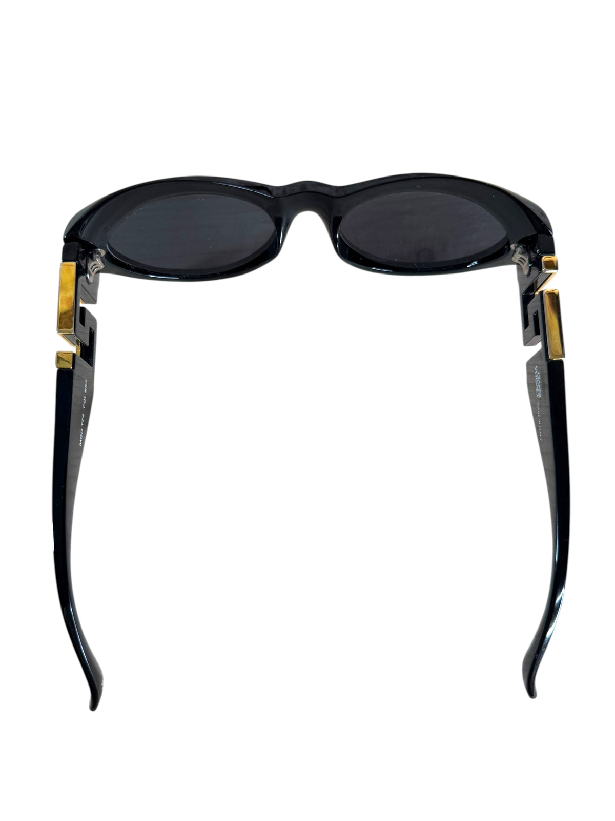 Occhiali da sole vintage Gianni Versace anni ’90 nero con logo Greca dorato — foto 5
