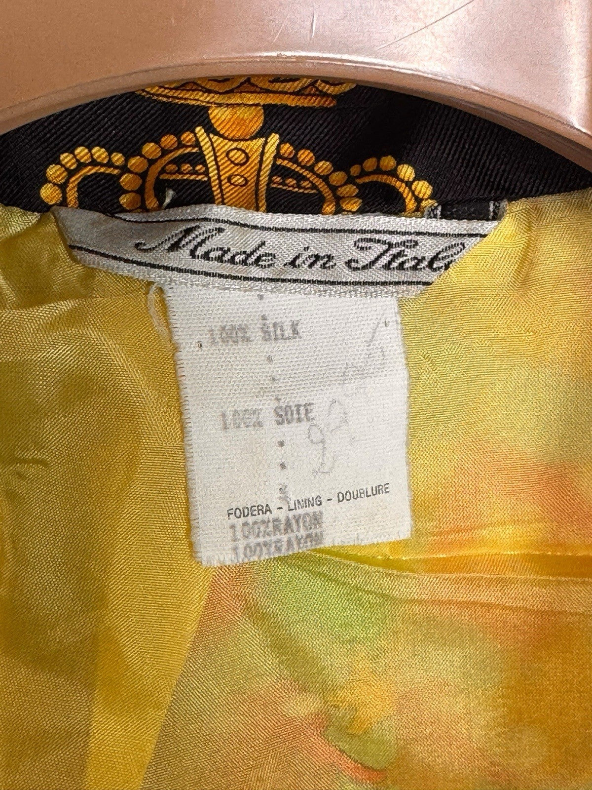 Gianni Versace Couture blazer vintage seta stampa bandiere Medusa taglia 44