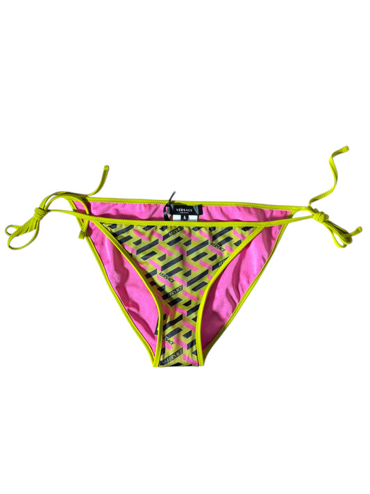 Slip Bikini Donna Versace con Lacci – Fantasia Geometrica Rosa/Giallo Fluo – Taglia 4