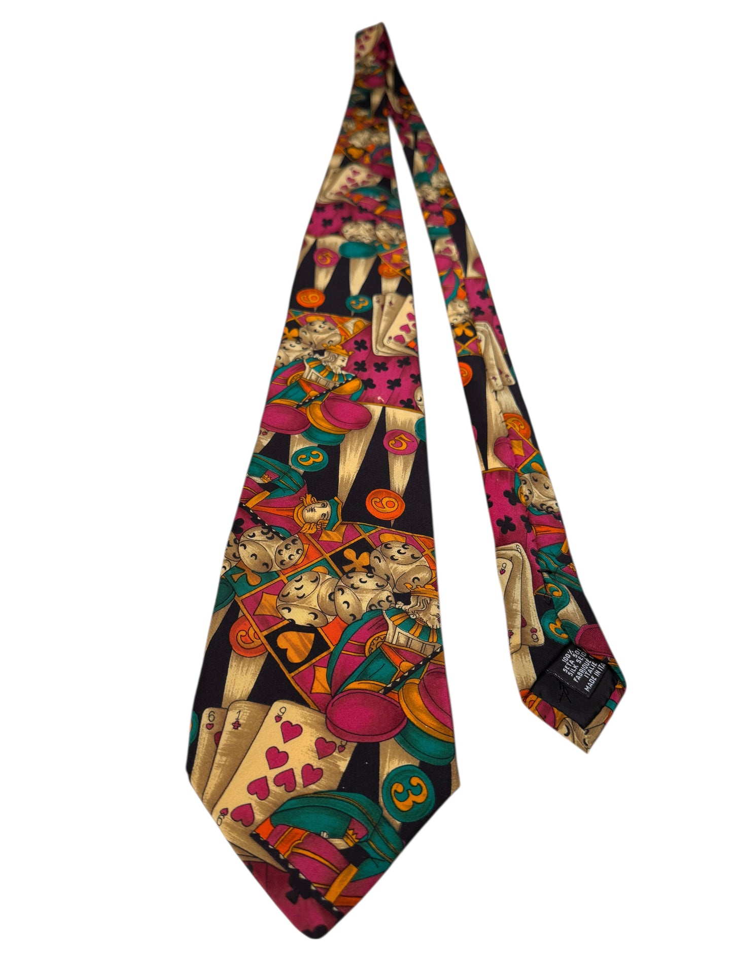 Cravatta Yves Saint Laurent vintage in seta fantasia carte da gioco — foto 7