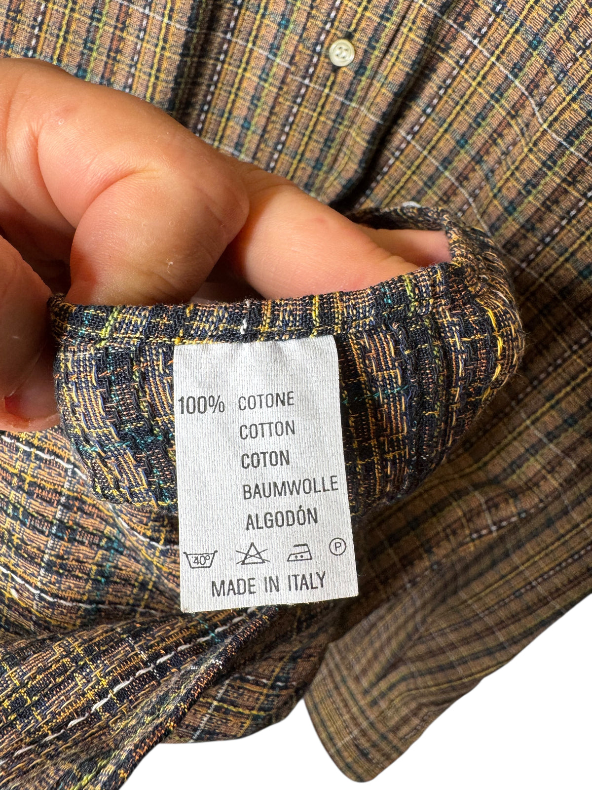 Missoni Uomo camicia vintage a quadri multicolore in cotone 100% Made in Italy — foto 5