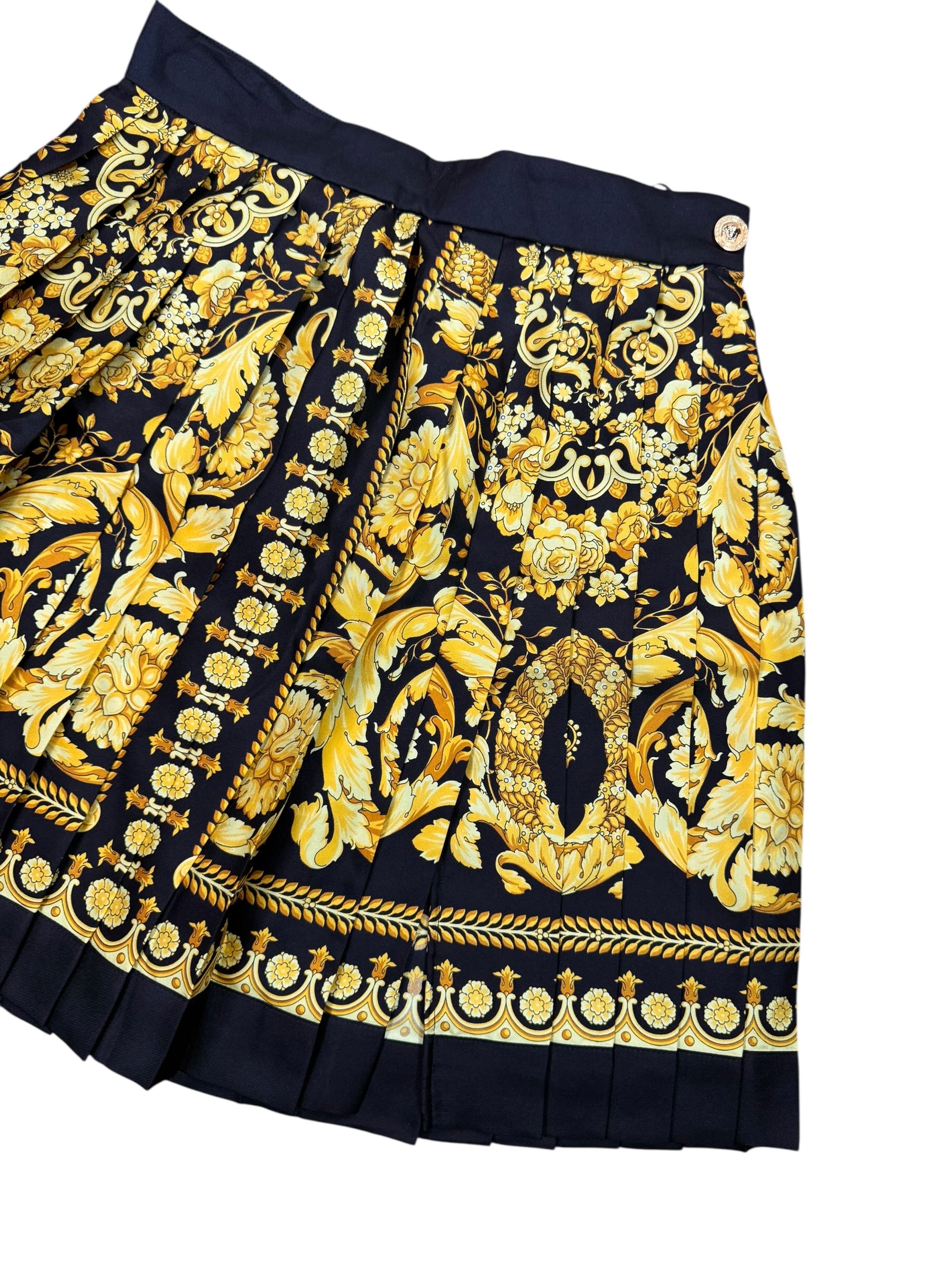 Gonna Versace seta twill stampa barocco oro taglia 38 Medusa — foto 2