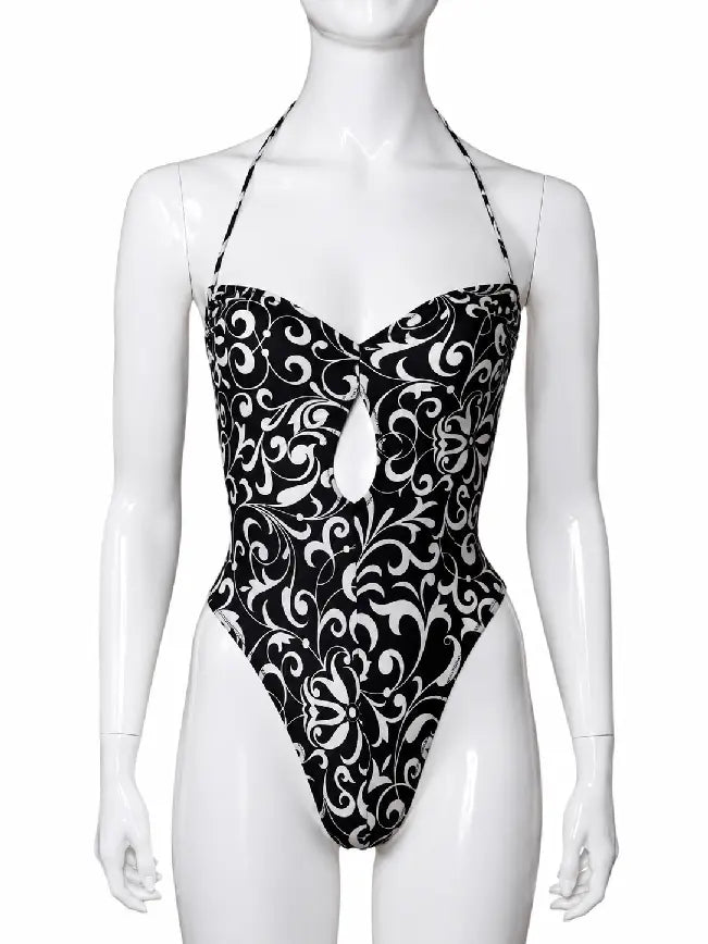 Versace Mare costume intero barocco bianco nero Made in Italy - taglia 44
