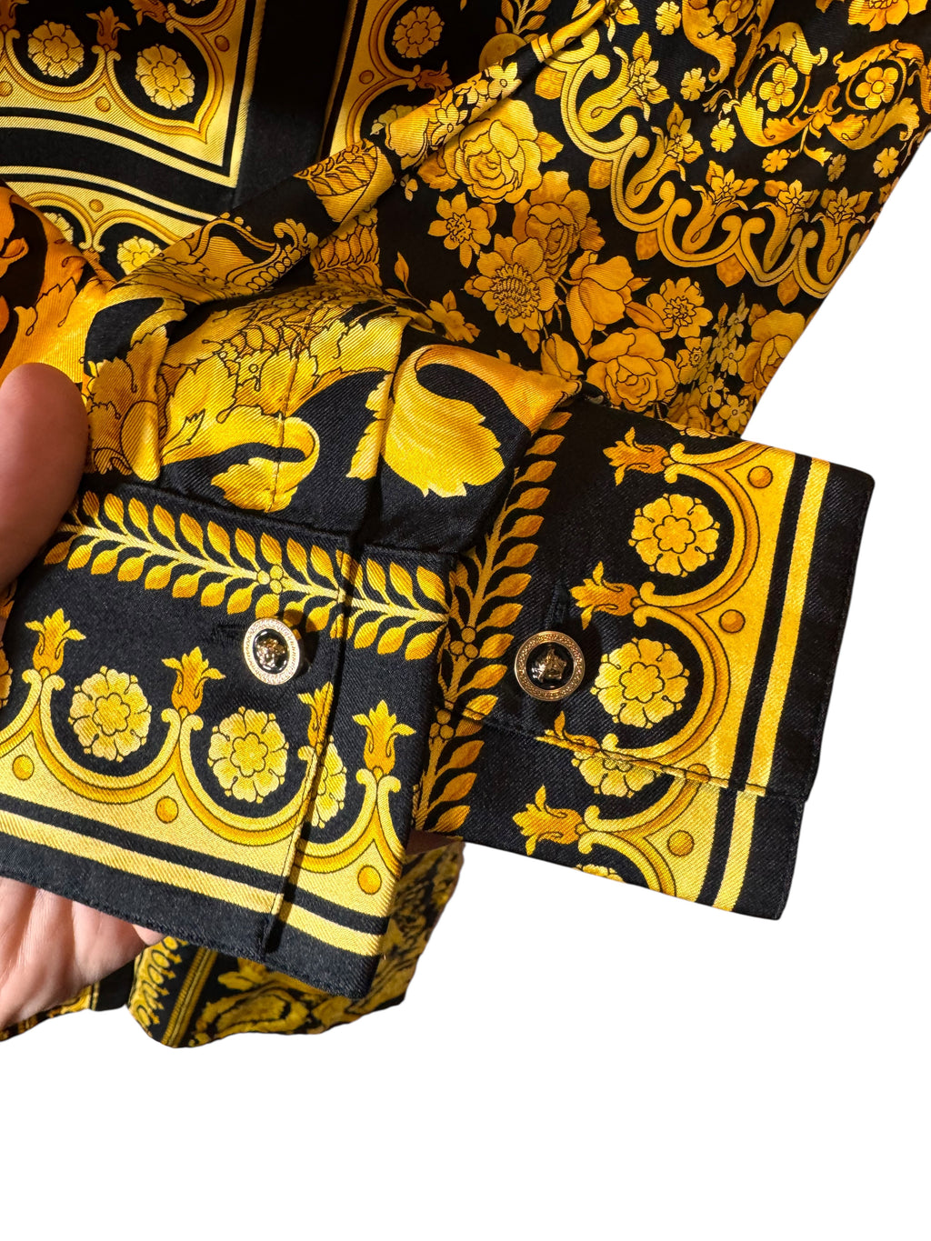 Abito camicia Versace Tribute Baroque SS 1992 seta nera oro tg 36 — foto 5
