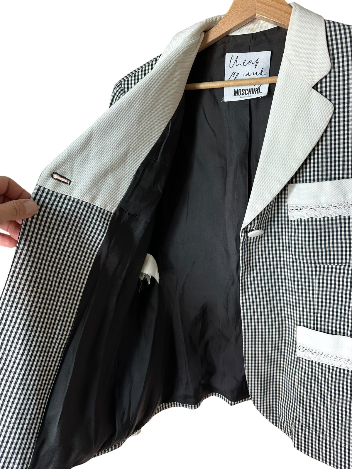 Moschino cheap and chic blazer vichy bianco e nero (M)