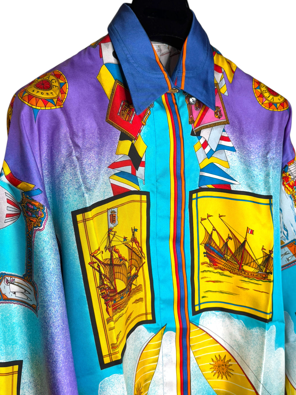 Camicia vintage donna Versace Sport in seta stampa nautica - Tg. 38 — foto 6