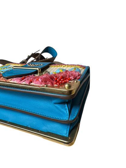 Prada borsa Cahier in pelle e raffia