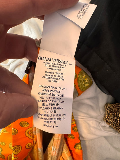 Pantaloni Versace arancioni stampa medusa monete taglia 42 nuovi — foto 8