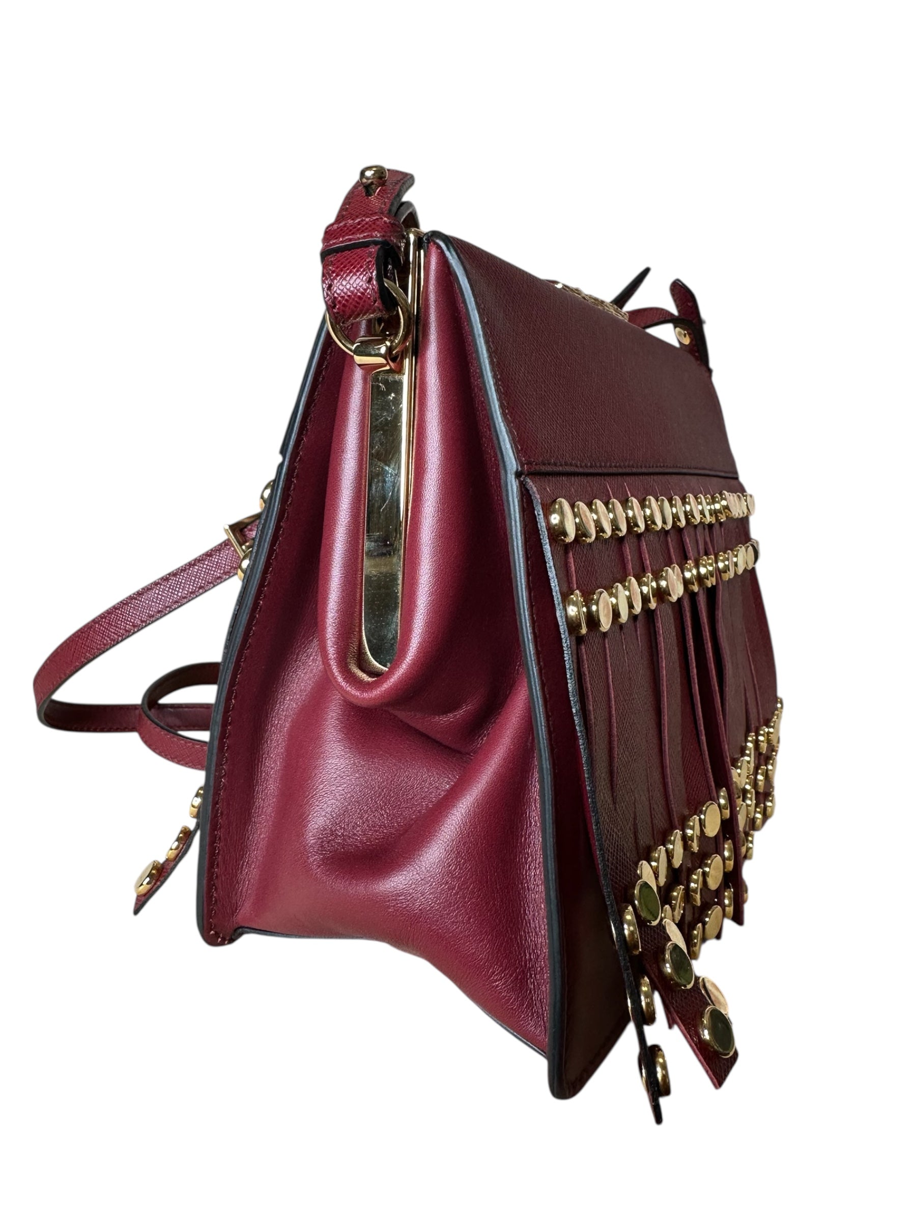 Prada borsa in pelle con frange — foto 11