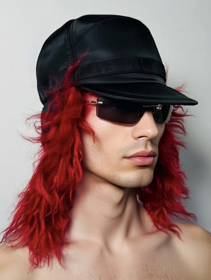 Cappello Prada con paraorecchie e pelliccia rossa, taglia M