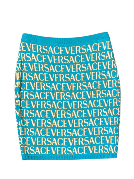Gonna Versace Donna Taglia 40 – Jacquard Azzurro/Oro – Nuova