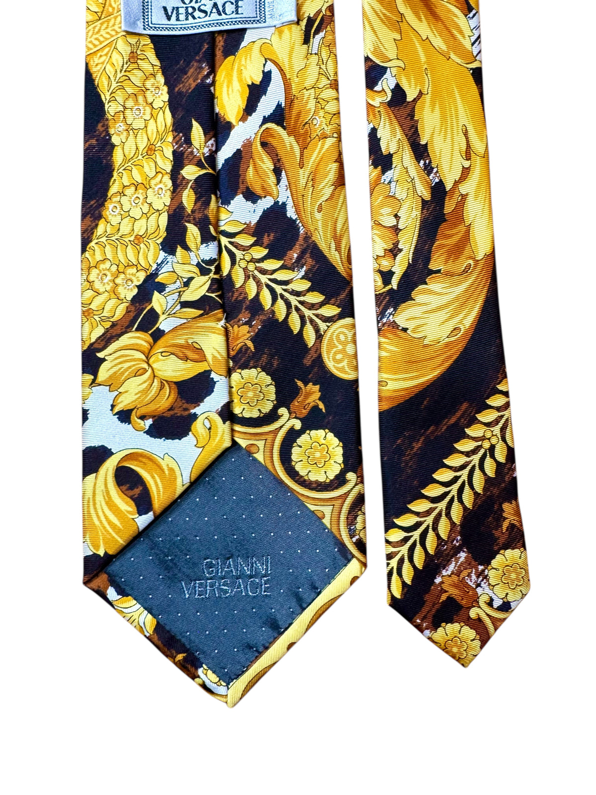 Cravatta vintage Gianni Versace seta stampa Wild Barocco animalier — foto 7
