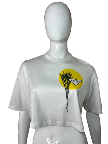 Prada t-shirt crop in cotone (M)