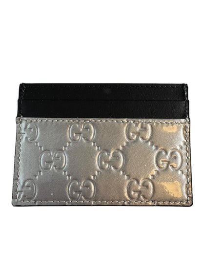 Gucci porta carte GG embossato argento pelle - senza scatola