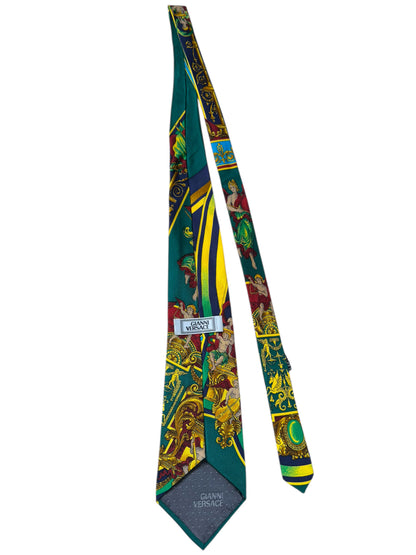Cravatta Vintage Gianni Versace – Stampa Barocca con Angeli – 100% Seta Made in Italy
