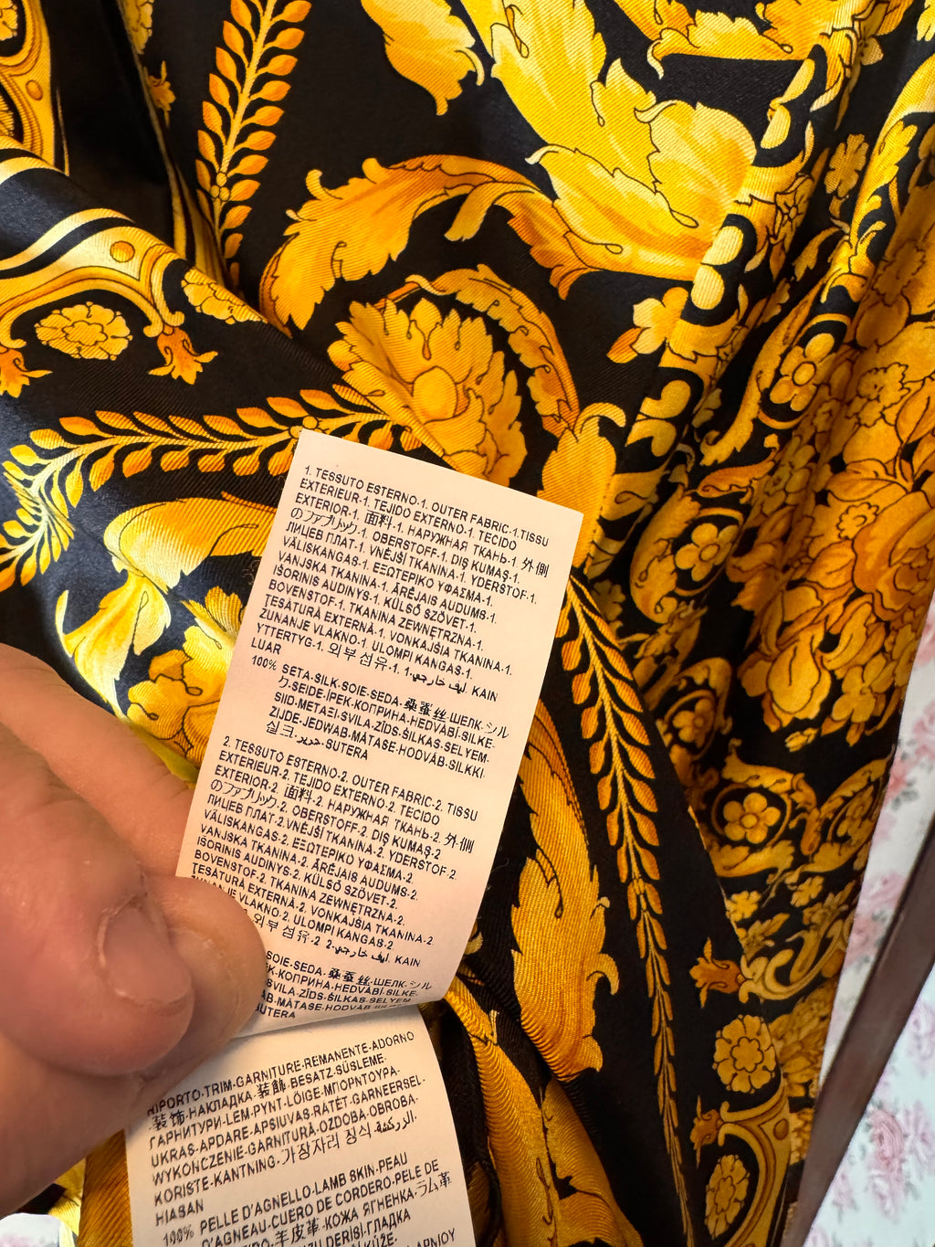 Abito camicia Versace Tribute Baroque SS 1992 seta nera oro tg 36 — foto 9