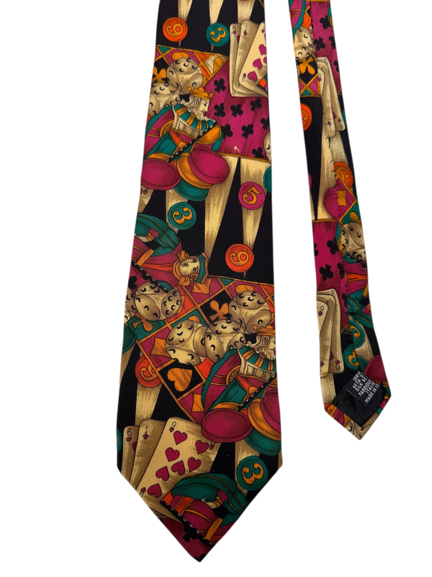 Cravatta Yves Saint Laurent vintage in seta fantasia carte da gioco — foto 2