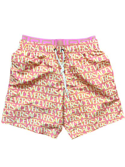 Versace Costume Uomo Logo All Over Rosa Giallo Taglia M - Made in Italy