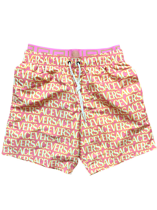 Versace Costume Uomo Logo All Over Rosa Giallo Taglia M - Made in Italy