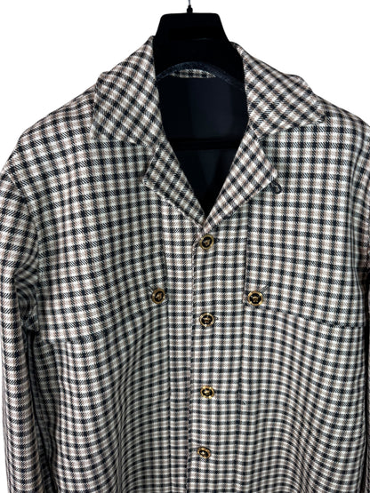 Versace Giacca Uomo Check Marrone/Nero con Bottoni Medusa – Taglia 48 IT.