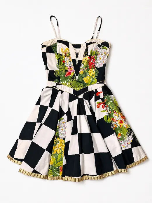 Versace Couture abito donna scacchi floreale Made in Italy - taglia 44